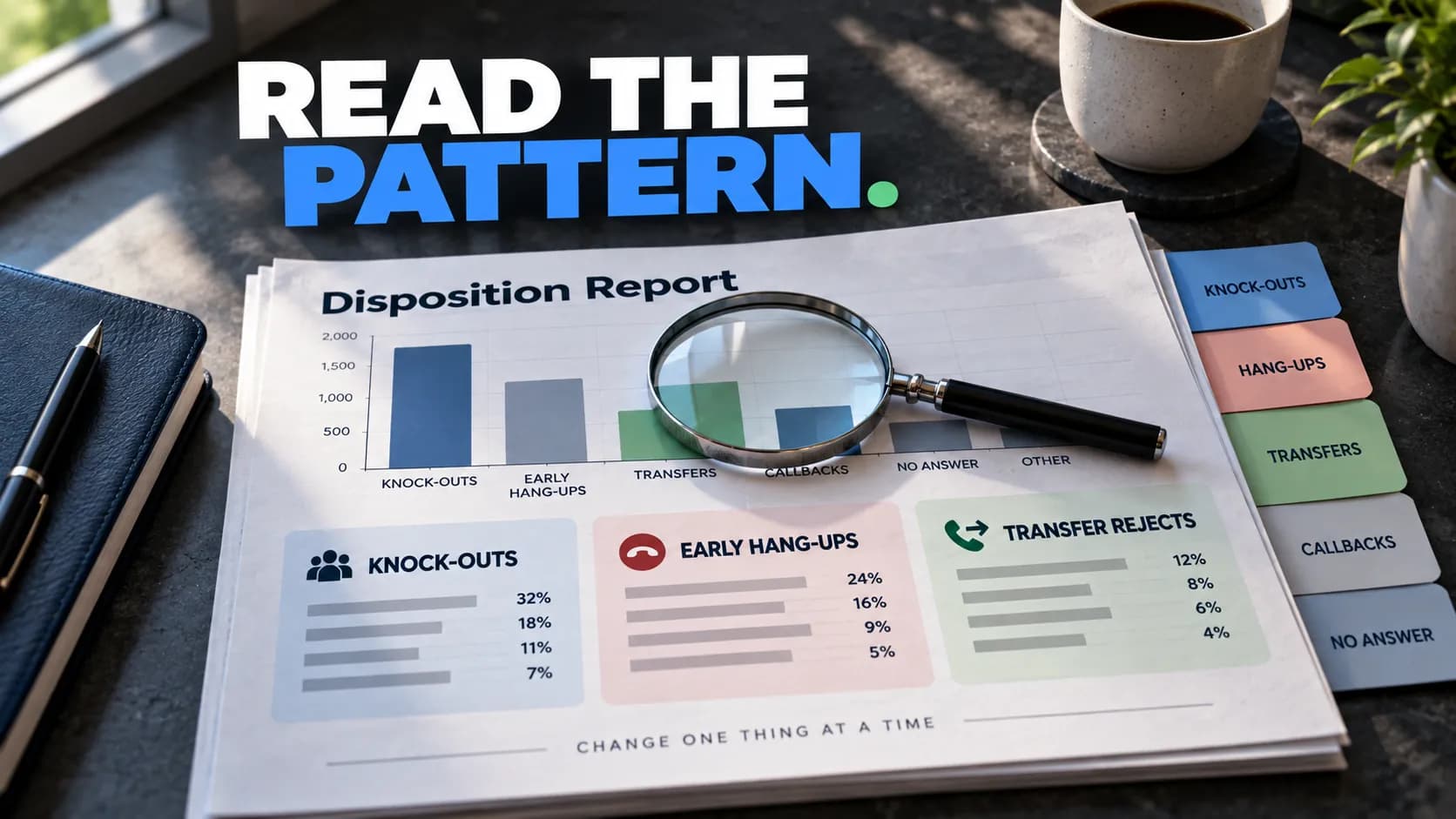 Photo illustrating reading a bot's disposition report